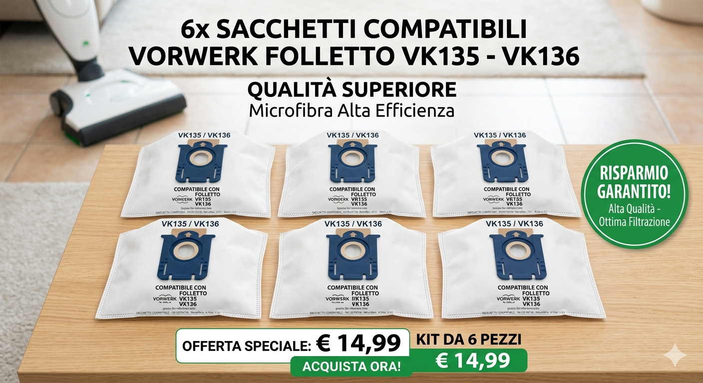 Sacchetti Compatibili per Folletto VK135/136 – Massima Igiene, Risparmio Garantito